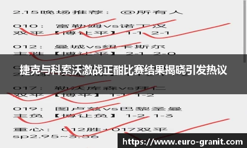 捷克与科索沃激战正酣比赛结果揭晓引发热议